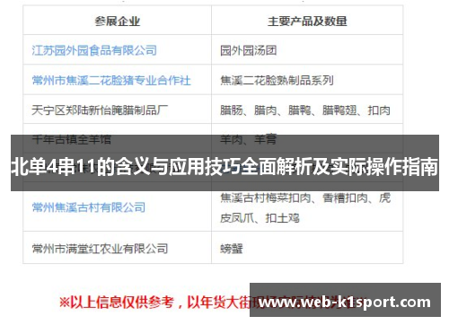 北单4串11的含义与应用技巧全面解析及实际操作指南
